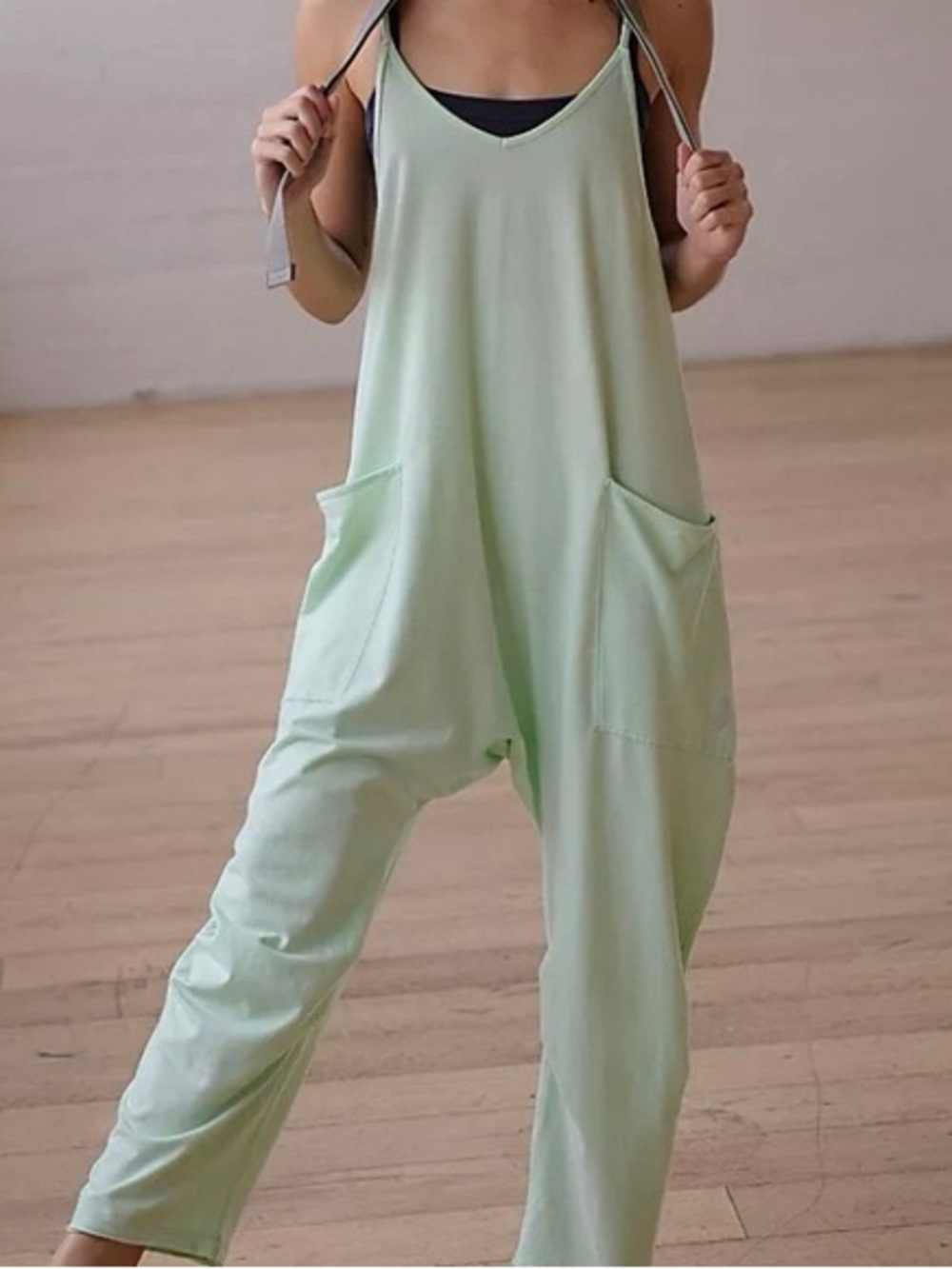 Free People Movement Hot Shot Onesie Jumpsuit Small Green Oversized Relaxed